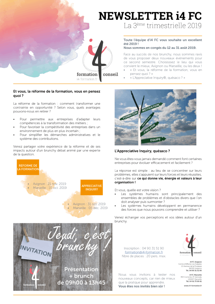 NEWSLETTER TRIMESTRE 3 2019